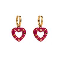 1 Pair Modern Style Sweet Heart Shape Enamel Stainless Steel Drop Earrings sku image 1
