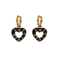 1 Pair Modern Style Sweet Heart Shape Enamel Stainless Steel Drop Earrings sku image 3