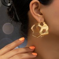 Wholesale Jewelry Elegant Solid Color Ferroalloy 14k Gold Plated Plating Hollow Out Hoop Earrings main image 1