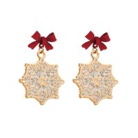 1 Pair Elegant Streetwear Bow Knot Snowflake Enamel Alloy Gold Plated Drop Earrings sku image 1