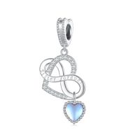 Casual Heart Shape Sterling Silver Inlay Moonstone Zircon Jewelry Accessories sku image 1