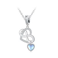 Casual Heart Shape Sterling Silver Inlay Moonstone Zircon Jewelry Accessories main image 5