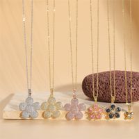 Elegant Simple Style Flower Butterfly Copper Plating Inlay Zircon 14k Gold Plated White Gold Plated Pendant Necklace main image 1