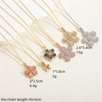 Elegant Simple Style Flower Butterfly Copper Plating Inlay Zircon 14k Gold Plated White Gold Plated Pendant Necklace main image 8