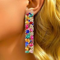 1 Pair Simple Style Classic Style Flower Plating Inlay Alloy Artificial Crystal Gold Plated Ear Studs main image 3