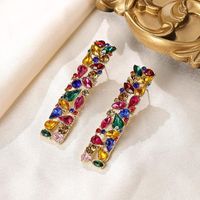 1 Pair Simple Style Classic Style Flower Plating Inlay Alloy Artificial Crystal Gold Plated Ear Studs main image 1