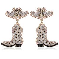 1 Pair Streetwear Color Block Plating Inlay Alloy Artificial Crystal Gold Plated Drop Earrings main image 1