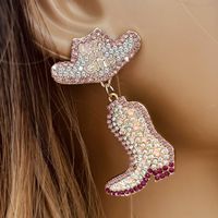 1 Pair Streetwear Color Block Plating Inlay Alloy Artificial Crystal Gold Plated Drop Earrings main image 3