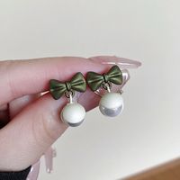 1 Pair Elegant Bow Knot Plating Inlay Alloy Artificial Pearls Drop Earrings sku image 1