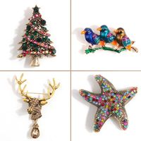 Simple Style Christmas Tree Alloy Inlay Rhinestones Pearl Women's Brooches 1 Piece main image 1