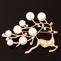 Simple Style Christmas Tree Alloy Inlay Rhinestones Pearl Women's Brooches 1 Piece sku image 11