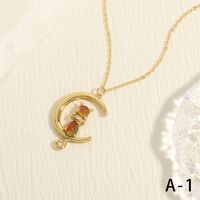 Simple Style Cat Copper Plating Inlay Zircon 18k Gold Plated Pendant Necklace sku image 1