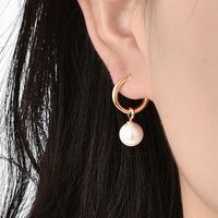 1 Pair Vintage Style Solid Color Plating Inlay Copper Artificial Gemstones Opal Shell 18k Gold Plated Silver Plated Drop Earrings main image 1
