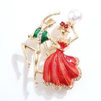 Simple Style Christmas Tree Alloy Inlay Rhinestones Pearl Women's Brooches 1 Piece sku image 2