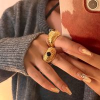 Ig Style Vintage Style Color Block Gold Plated Natural Stone Alloy Wholesale Open Rings main image 8