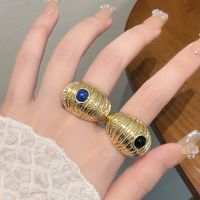Ig Style Vintage Style Color Block Gold Plated Natural Stone Alloy Wholesale Open Rings main image 6