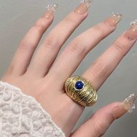Ig Style Vintage Style Color Block Gold Plated Natural Stone Alloy Wholesale Open Rings sku image 1
