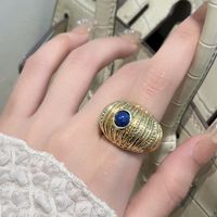 Ig Style Vintage Style Color Block Gold Plated Natural Stone Alloy Wholesale Open Rings main image 3