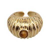 Ig Style Vintage Style Color Block Gold Plated Natural Stone Alloy Wholesale Open Rings main image 2