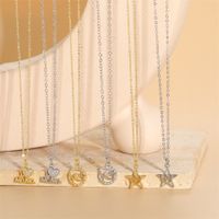 IG Style Simple Style Letter Star Heart Shape Copper Hollow Out Inlay Zircon Pendant Necklace 1 Piece main image 4