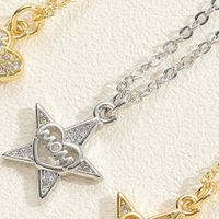 IG Style Simple Style Letter Star Heart Shape Copper Hollow Out Inlay Zircon Pendant Necklace 1 Piece sku image 6