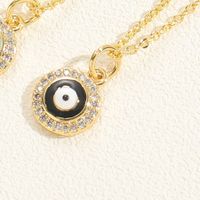 Retro Simple Style Devil's Eye Copper Inlay Zircon 14k Gold Plated White Gold Plated Pendant Necklace sku image 4