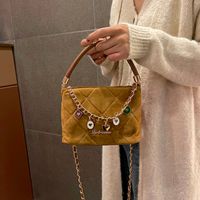 Women's Suede Solid Color Lingge Elegant Vacation Sewing Thread Square Zipper Handbag Square Bag main image 5