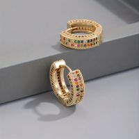 1 Pair Elegant Circle Plating Inlay Copper Zircon Gold Plated Hoop Earrings main image 6