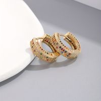 1 Pair Elegant Circle Plating Inlay Copper Zircon Gold Plated Hoop Earrings main image 7