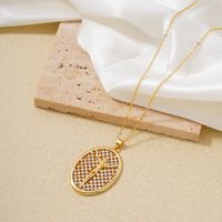 Vintage Style Oval Statue Copper Plating Inlay Zircon Pendant Necklace main image 5