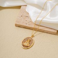 Vintage Style Oval Statue Copper Plating Inlay Zircon Pendant Necklace main image 3