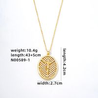 Hip-Hop Vintage Style Simple Style Geometric 304 Stainless Steel Copper Plating Inlay Zircon K Gold Plated Unisex Pendant Necklace sku image 1