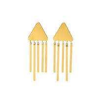 1 Pair Retro French Style Triangle Geometric Tassel Plating 304 Stainless Steel 18K Gold Plated Drop Earrings main image 2