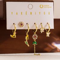 1 Set Simple Style Star Water Droplets Flower Plating Inlay Copper Zircon 14k Gold Plated Drop Earrings main image 8