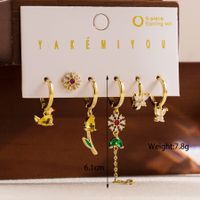 1 Set Simple Style Star Water Droplets Flower Plating Inlay Copper Zircon 14k Gold Plated Drop Earrings sku image 1