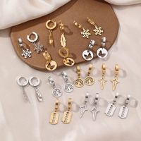 1 Pair Simple Style Classic Style Commute Feather Bow Knot Snowflake Polishing Plating Stainless Steel 18K Gold Plated Drop Earrings main image 1