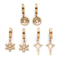 1 Pair Simple Style Classic Style Commute Feather Bow Knot Snowflake Polishing Plating Stainless Steel 18K Gold Plated Drop Earrings main image 6