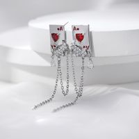 1 Pair Korean Style Poker Inlay Alloy Zircon Silver Plated Drop Earrings main image 3