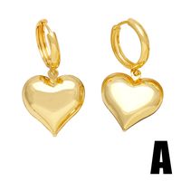 1 Pair Modern Style Simple Style Korean Style Heart Shape Plating Copper 18k Gold Plated Drop Earrings main image 3