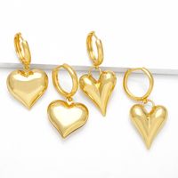 1 Pair Modern Style Simple Style Korean Style Heart Shape Plating Copper 18k Gold Plated Drop Earrings main image 1