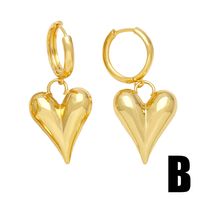 1 Pair Modern Style Simple Style Korean Style Heart Shape Plating Copper 18k Gold Plated Drop Earrings main image 2