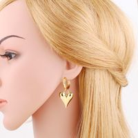 1 Pair Modern Style Simple Style Korean Style Heart Shape Plating Copper 18k Gold Plated Drop Earrings main image 5