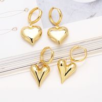 1 Pair Modern Style Simple Style Korean Style Heart Shape Plating Copper 18k Gold Plated Drop Earrings main image 4