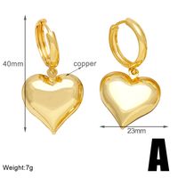 1 Pair Modern Style Simple Style Korean Style Heart Shape Plating Copper 18k Gold Plated Drop Earrings sku image 1