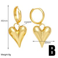1 Pair Modern Style Simple Style Korean Style Heart Shape Plating Copper 18k Gold Plated Drop Earrings sku image 2