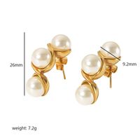 1 Paar Einfacher Stil Runden Polieren Überzug Inlay Edelstahl 304 Künstliche Perlen Ohrringe main image 4