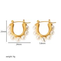1 Paar Einfacher Stil Runden Polieren Überzug Inlay Edelstahl 304 Künstliche Perlen Ohrringe main image 3