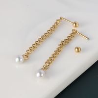 1 Pair Vintage Style Solid Color Polishing Plating Stainless Steel Artificial Pearl Pearl 18K Gold Plated Ear Studs main image 1