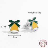 1 Pair Cute Christmas Hat Bell Antlers Epoxy Plating Inlay Sterling Silver Zircon White Gold Plated Rhodium Plated Ear Studs sku image 3
