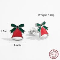 1 Pair Cute Christmas Hat Bell Antlers Epoxy Plating Inlay Sterling Silver Zircon White Gold Plated Rhodium Plated Ear Studs sku image 2